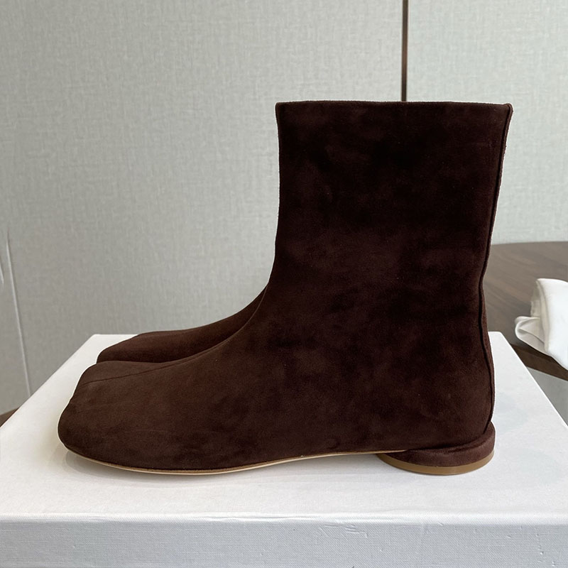 Leatherwork Designs - Chelsea bottes femmes daim fond plat